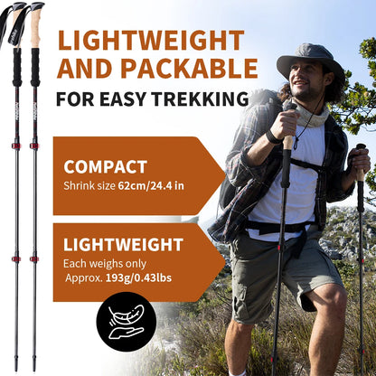 Technical Carbon Fiber Trekking Poles - Ezorya