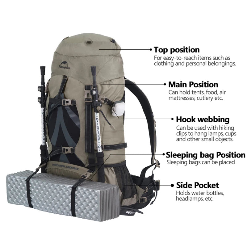 70L Lighweight Hiking Backpack