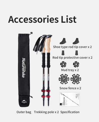 Technical Carbon Fiber Trekking Poles - Ezorya